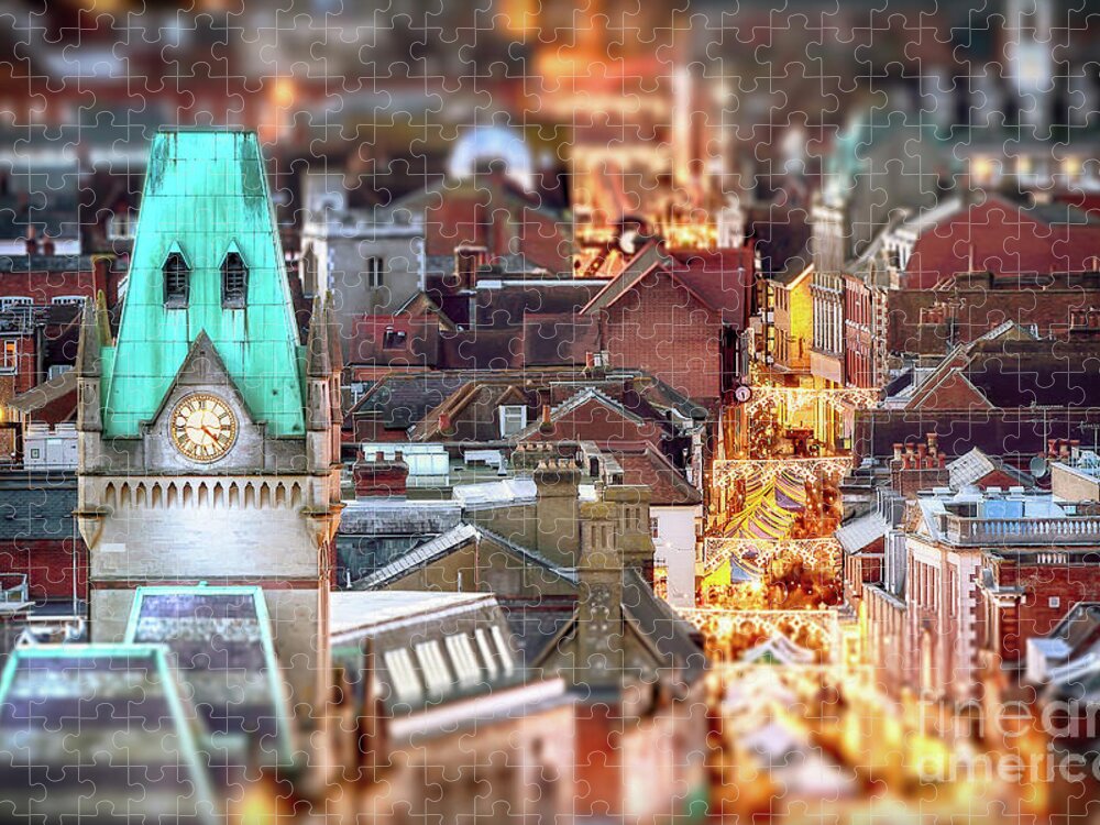 Town Jigsaw Puzzle featuring the photograph Winchester city night view at Christmas by Simon Bratt
