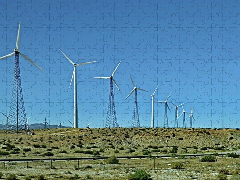 Windmill Jigsaw Puzzle featuring the photograph Wind Farm in South California by Lyuba Filatova