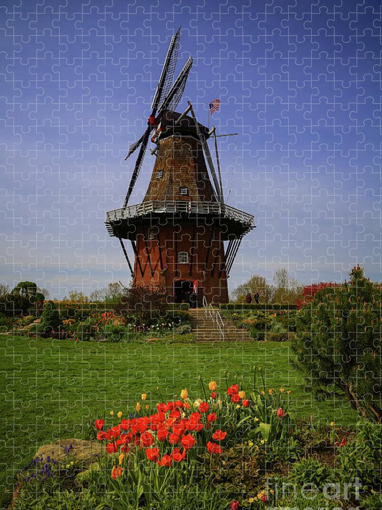 Windmill At Tulip Time Jigsaw Puzzle featuring the photograph Windmill at Tulip Time by Rachel Cohen
