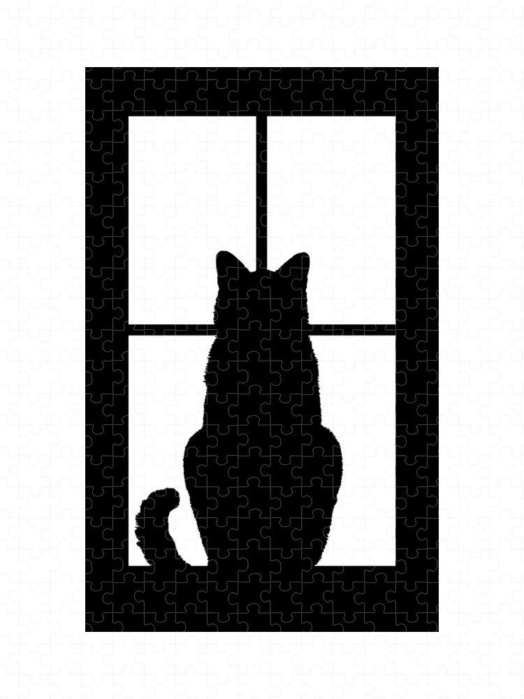 Cat Jigsaw Puzzle featuring the digital art Window Cat by Garaga Designs