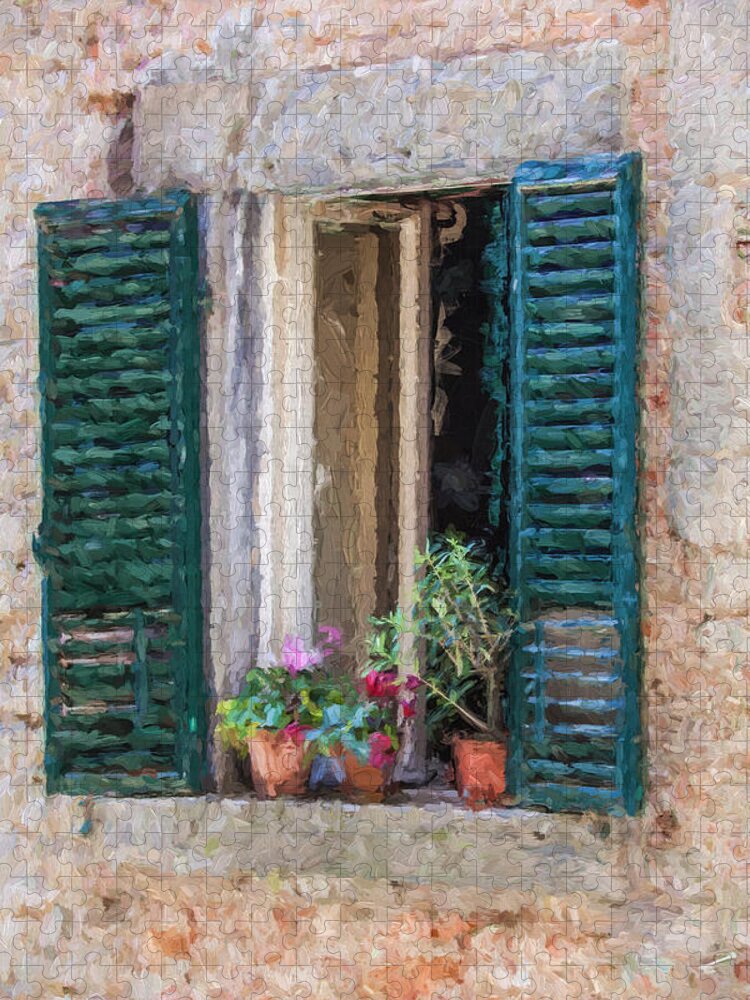 Tuscany Jigsaw Puzzle featuring the painting Window of Cortona by David Letts