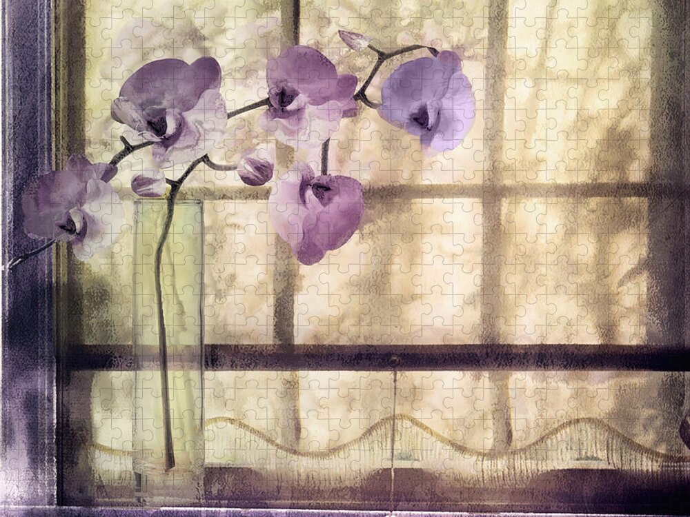 Orchid Jigsaw Puzzle featuring the painting Window Orchids by Mindy Sommers