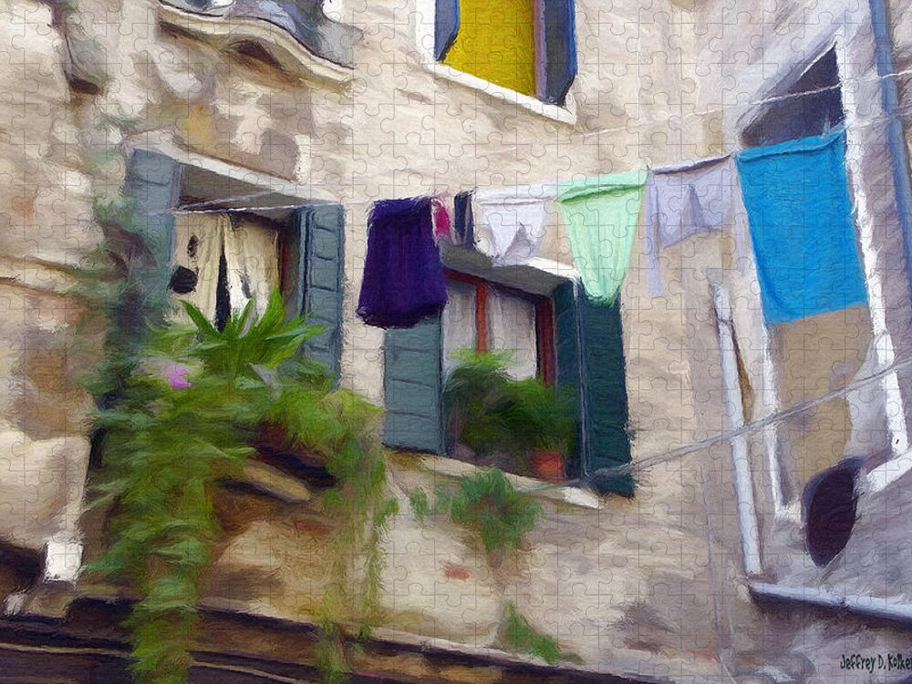 Window Jigsaw Puzzle featuring the painting Windows of Venice by Jeffrey Kolker