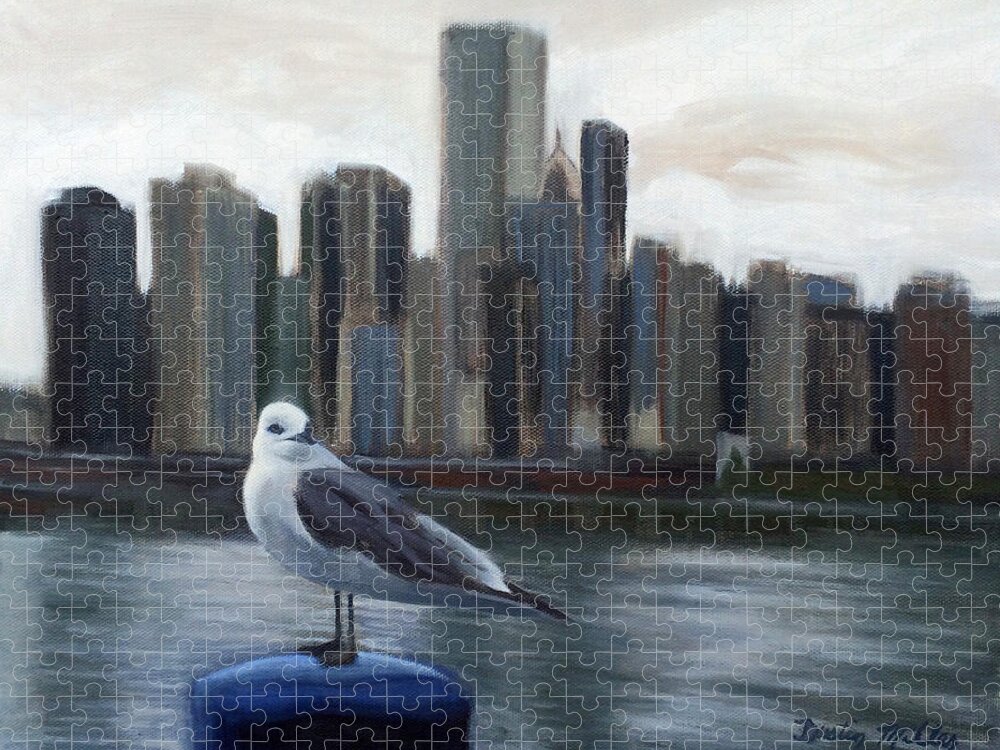 Wind Jigsaw Puzzle featuring the painting Windy City by Dustin Miller