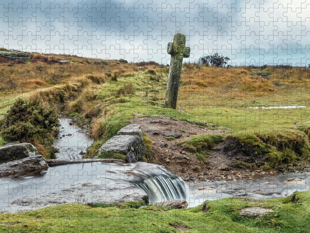Windypost Cross Jigsaw Puzzle featuring the photograph Windypost Cross - Dartmoor by Joana Kruse