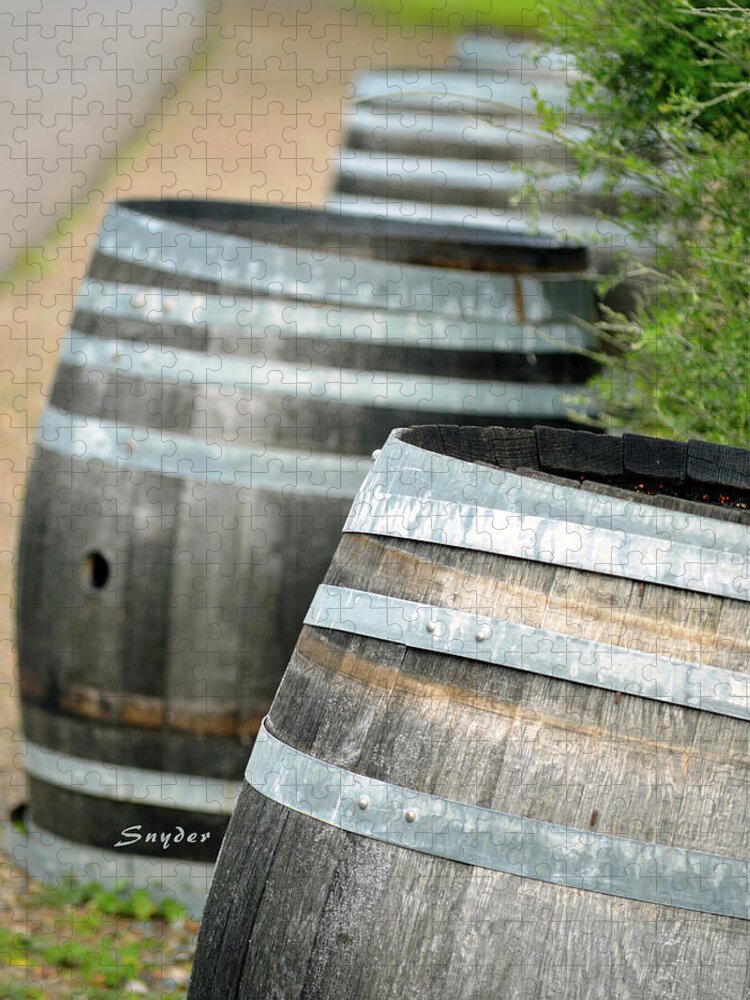 Wine Barrels Jigsaw Puzzle featuring the photograph Wine Barrels Foxen Winery by Barbara Snyder