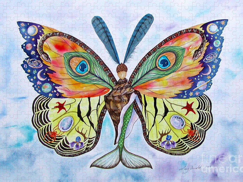 Butterfly Jigsaw Puzzle featuring the painting Winged Metamorphosis by Lucy Arnold