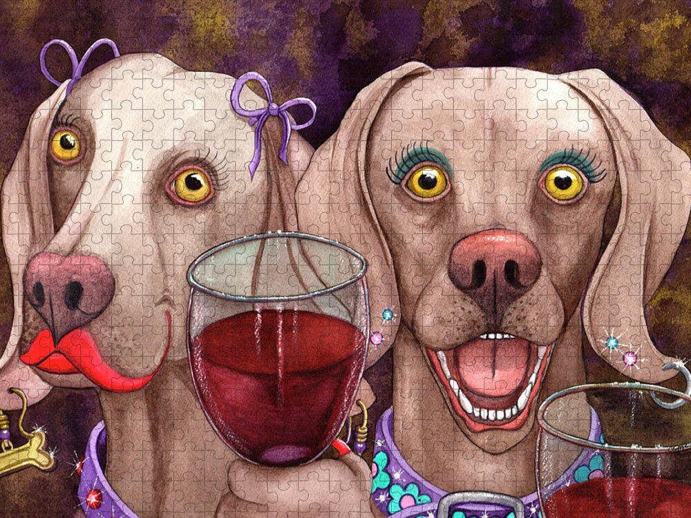 Dog Jigsaw Puzzle featuring the painting Wining imers by Catherine G McElroy