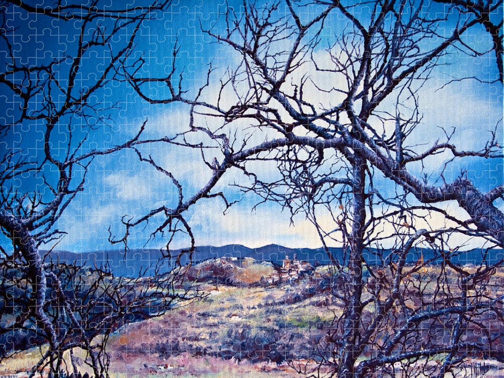 Skies Jigsaw Puzzle featuring the painting Winter branches by Michelangelo Rossi