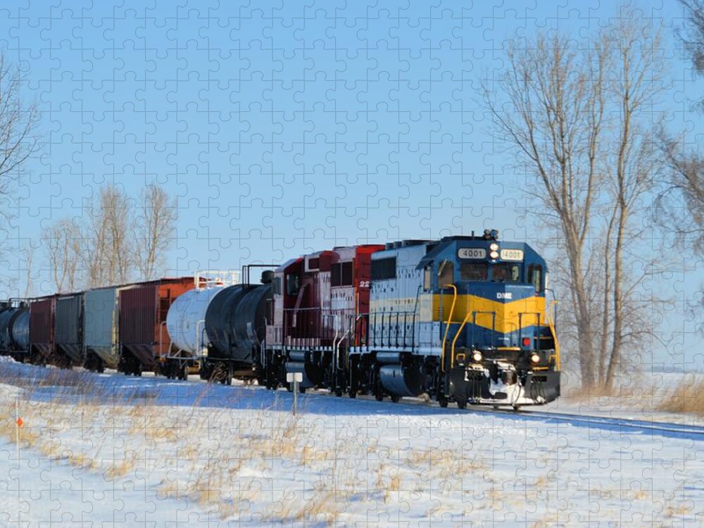 Train Jigsaw Puzzle featuring the photograph Winter Freight by Bonfire Photography