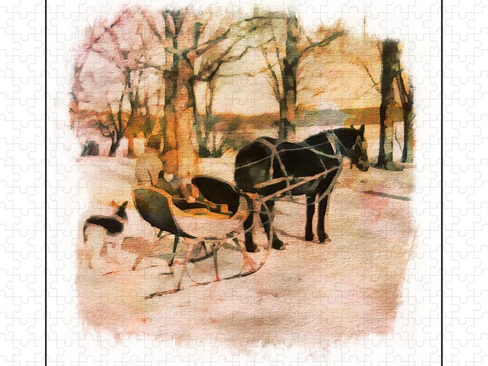 Horse Jigsaw Puzzle featuring the photograph Winter Horse Sled by Russ Considine