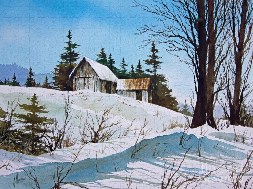 Winter Jigsaw Puzzle featuring the painting Winter Landscape by James Williamson