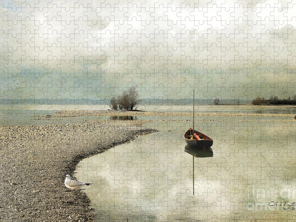 Overcast Jigsaw Puzzle featuring the digital art Winter Morning by the Lake by Chris Armytage