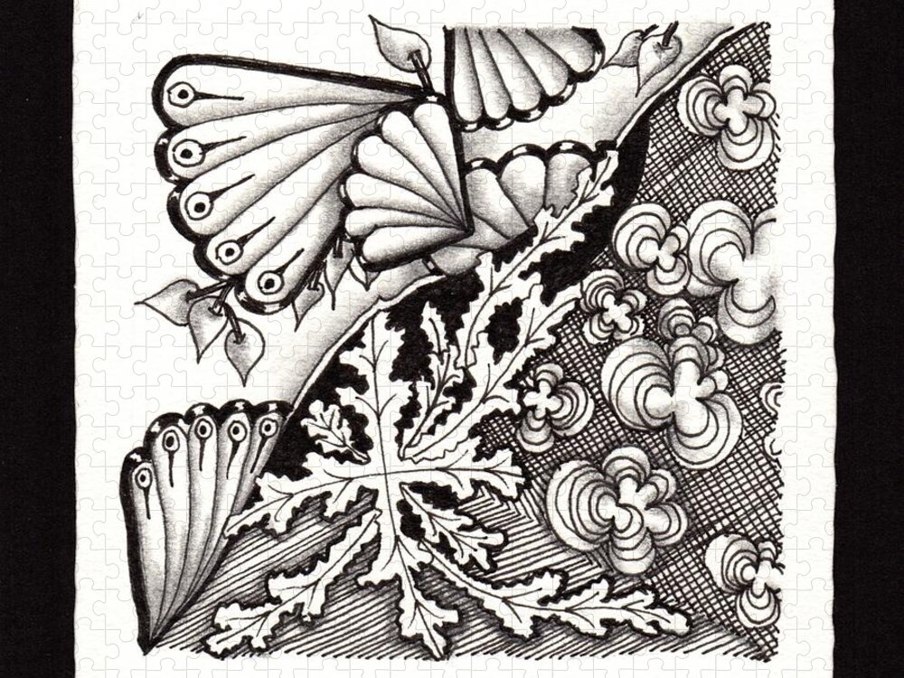 Zentangle Jigsaw Puzzle featuring the drawing Winter Spring Summer 'n Fall by Jan Steinle