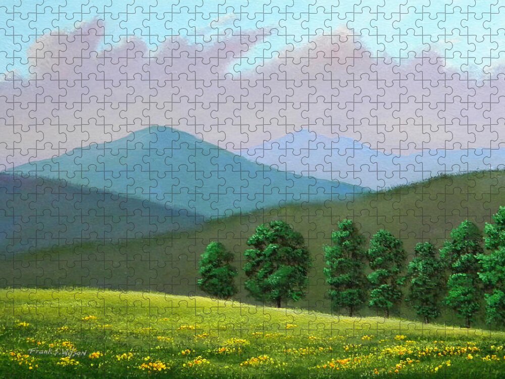 Spring Jigsaw Puzzle featuring the painting Witness Trees In Spring by Frank Wilson