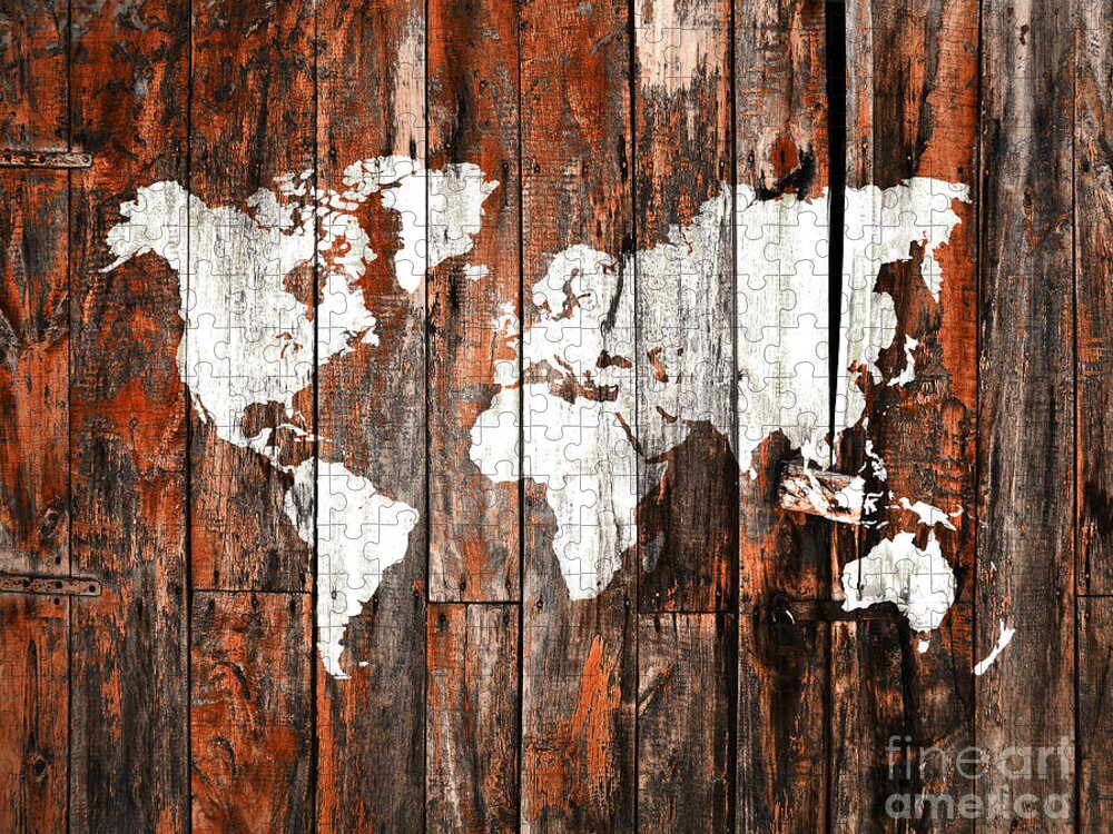 Wood World map Jigsaw Puzzle by Delphimages Map Creations - Fine Art America