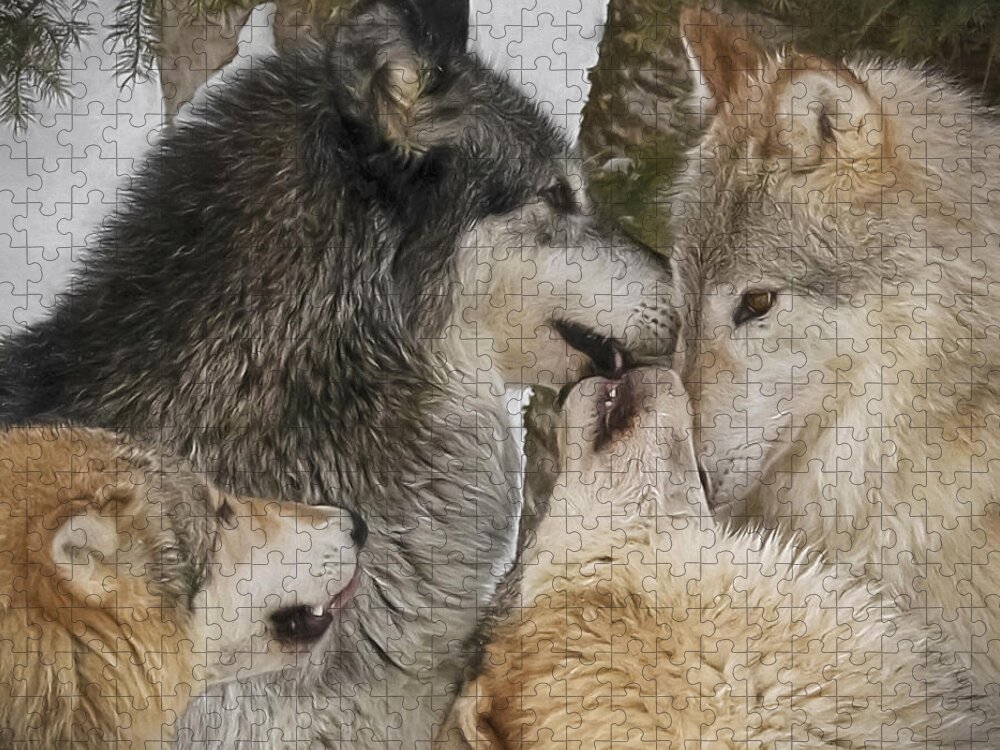 Wolf Pack Jigsaw Puzzle featuring the photograph Wolf Pack by Wes and Dotty Weber