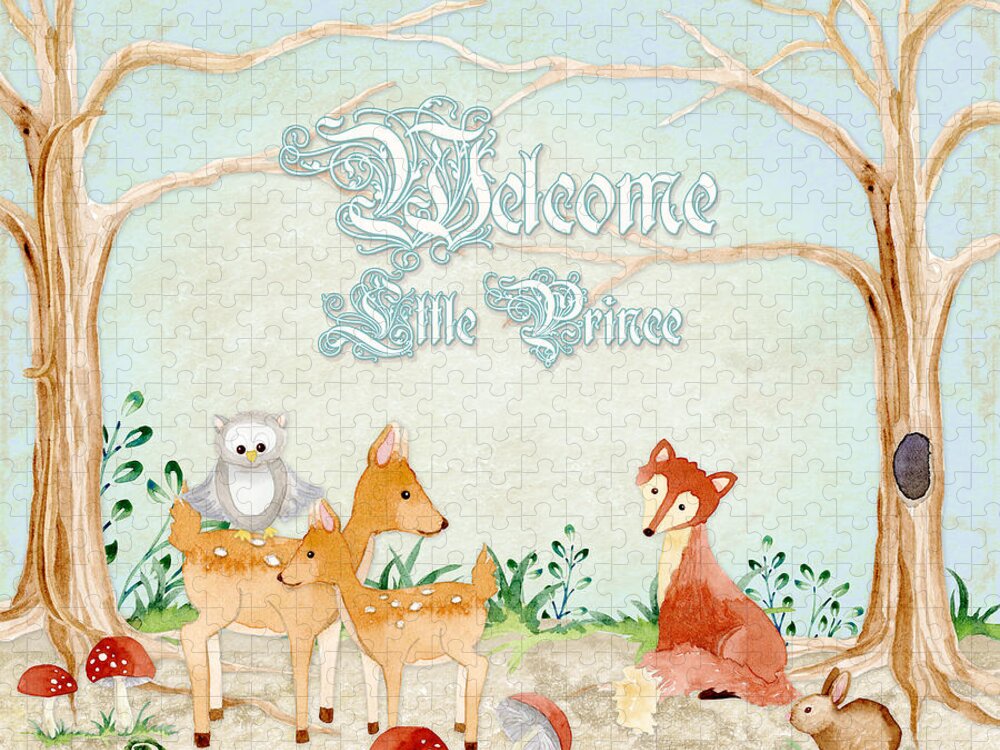 Woodchuck Jigsaw Puzzle featuring the painting Woodland Fairy Tale - Welcome Little Prince by Audrey Jeanne Roberts