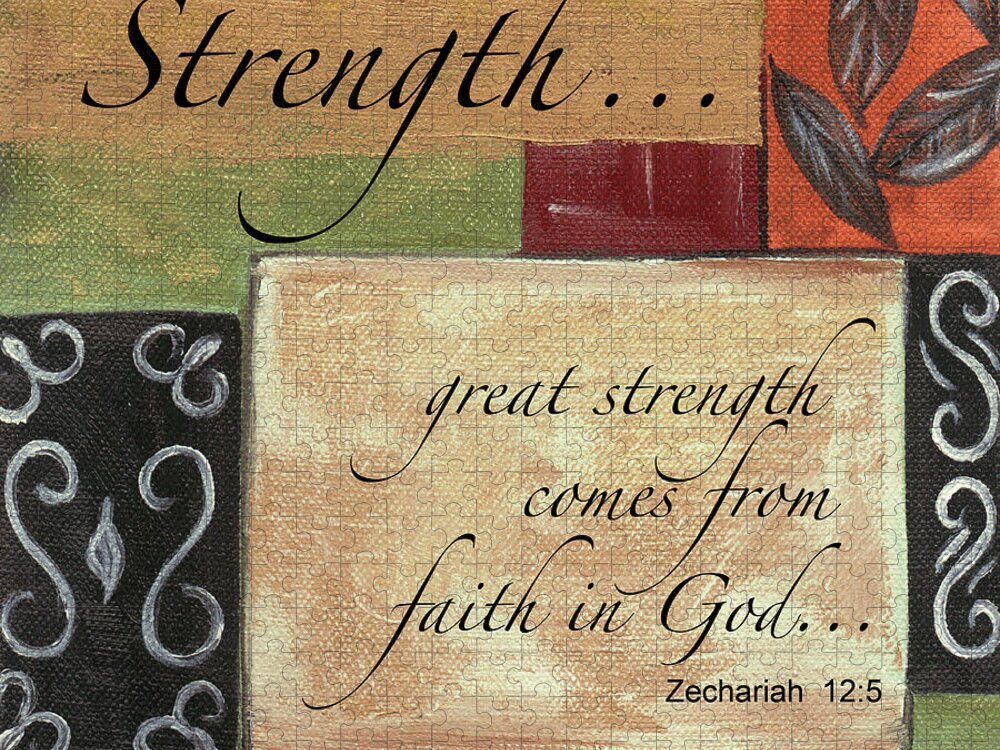 Strength Jigsaw Puzzle featuring the painting Words To Live By Strength by Debbie DeWitt