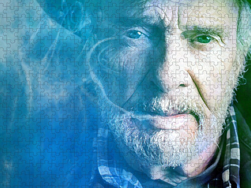 Merle Haggard Jigsaw Puzzle featuring the digital art Working Man Blues by Mal Bray