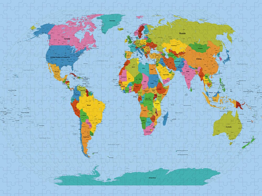 World Map Bright Jigsaw Puzzle