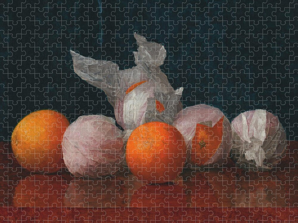 William J. Mccloskey Jigsaw Puzzle featuring the painting Wrapped Oranges by William McCloskey