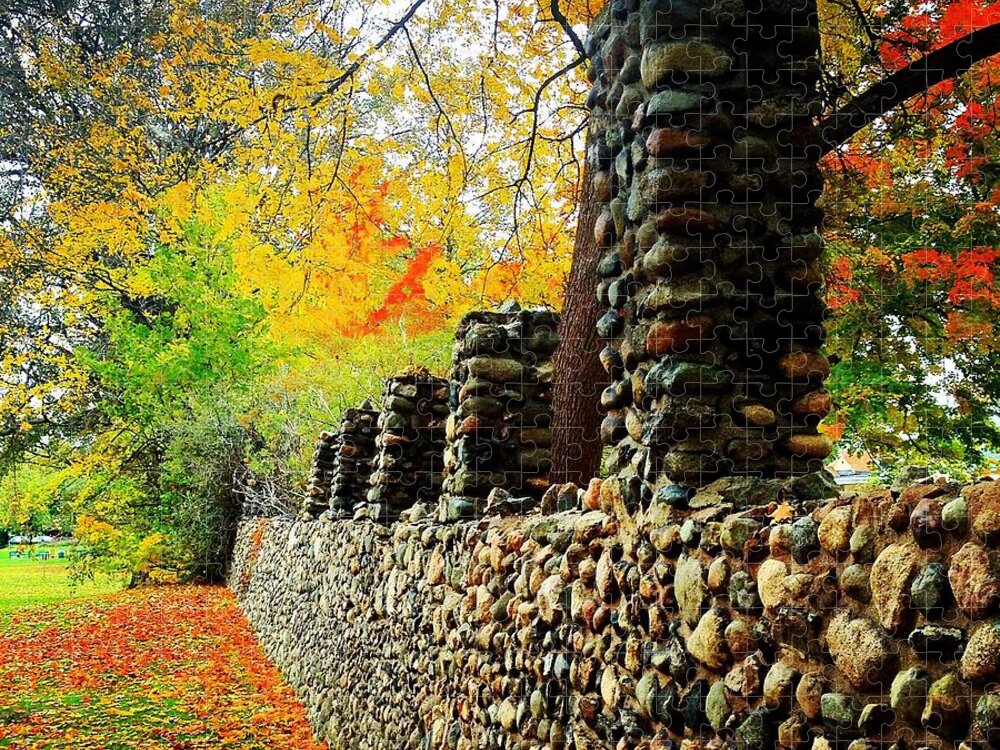 Alma Jigsaw Puzzle featuring the photograph Wright Park Stone Wall in Fall by Chris Brown