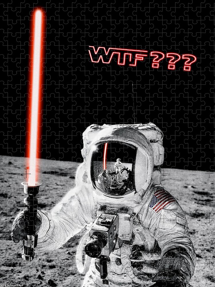 Wtf Jigsaw Puzzle featuring the photograph WTF? Alan Bean Finds Lightsaber on the Moon by Weston Westmoreland