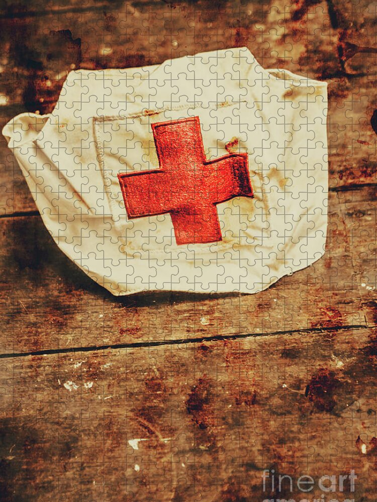 Vintage Jigsaw Puzzle featuring the photograph WW2 nurse hat. Army medical corps by Jorgo Photography