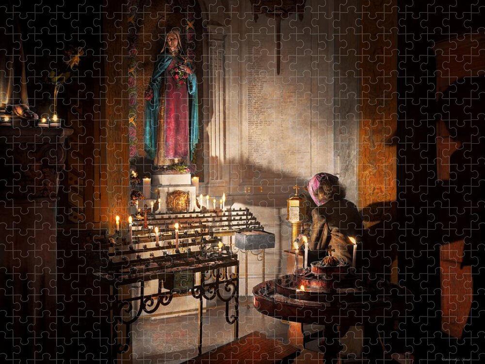 Saint Vincent De Paul's Church Jigsaw Puzzle featuring the photograph WWII - I'll pray for you 1944 by Mike Savad