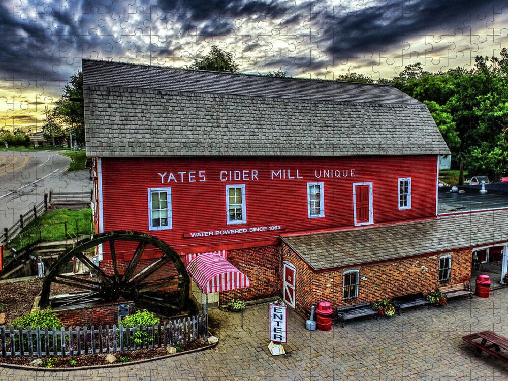 Rochester Jigsaw Puzzle featuring the digital art Yates Cider Mill DJI_0072 by Michael Thomas