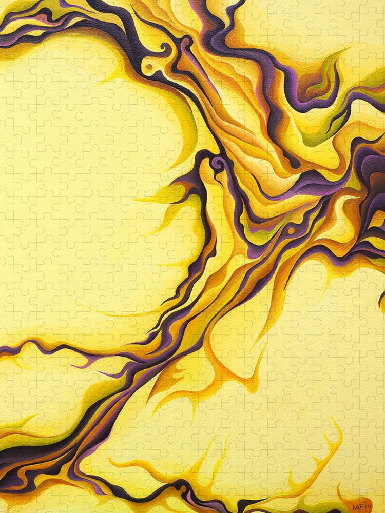 Yellow Jigsaw Puzzle featuring the painting Yellow Flow by Amy Ferrari