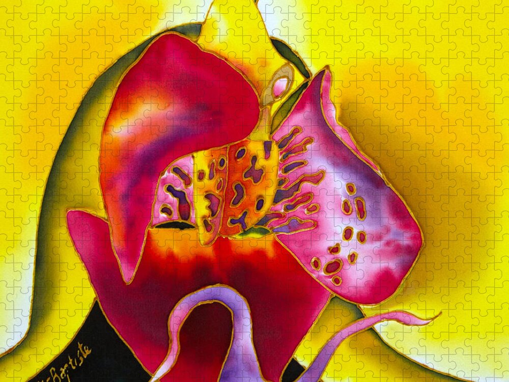 Jean-baptiste Design Jigsaw Puzzle featuring the painting Yellow Orchid by Daniel Jean-Baptiste