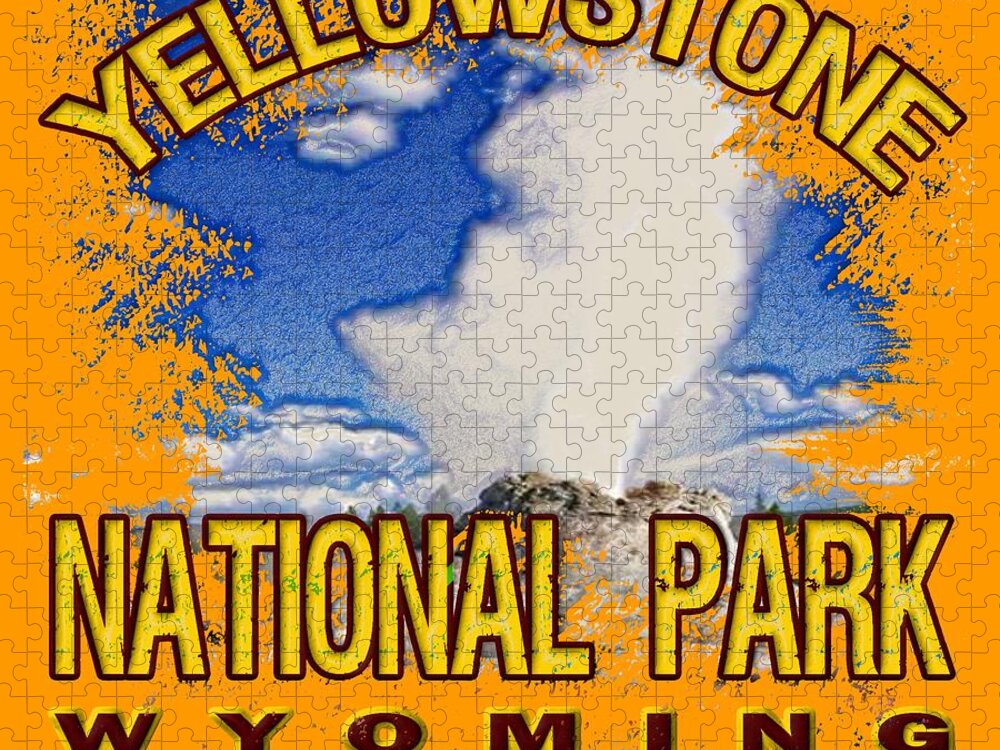 Yellowstone National Park Jigsaw Puzzle featuring the digital art Yellowstone National Park by David G Paul