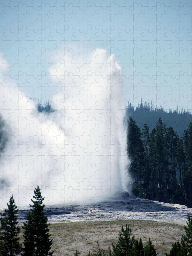 Old Faithful Jigsaw Puzzle featuring the photograph Yellowstone Park A View Of Old Faithful Vertical by Thomas Woolworth
