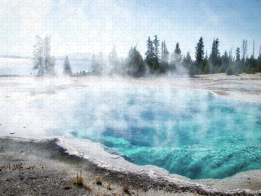 Yellowstone National Park Jigsaw Puzzle featuring the photograph Yellowstone Park Abyss Pool In August 02 by Thomas Woolworth