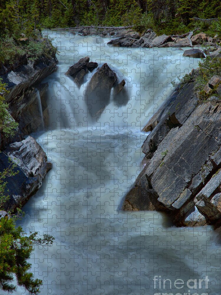 Yoho River Jigsaw Puzzle featuring the photograph Yoho River Rapids Waterfall by Adam Jewell