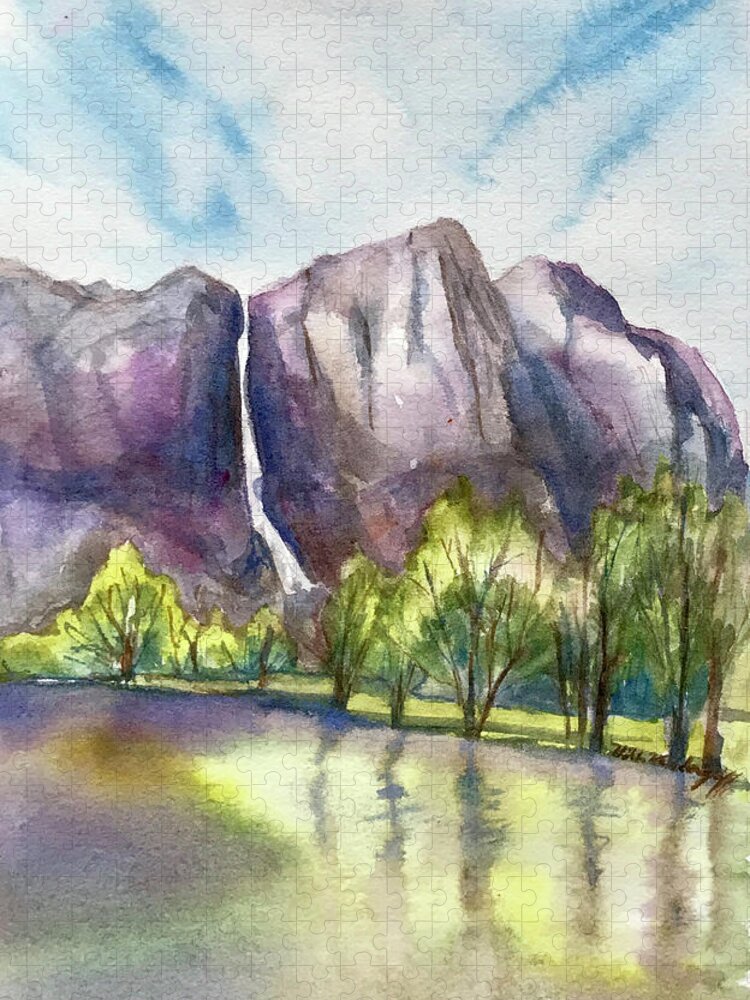 Yosemite Jigsaw Puzzle featuring the painting Yosemite by Hilda Vandergriff