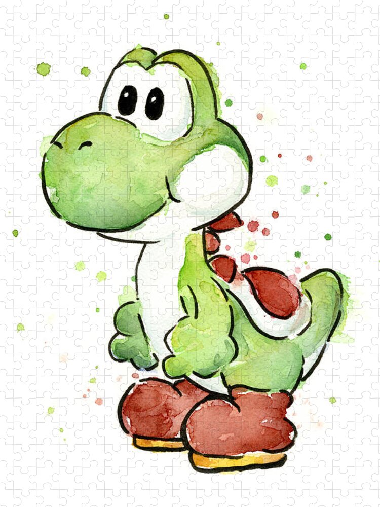 Watercolor Puzzle featuring the painting Yoshi Watercolor by Olga Shvartsur