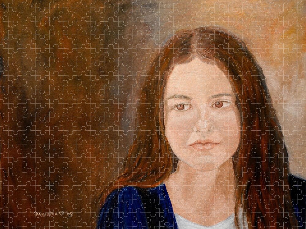 Girl Jigsaw Puzzle featuring the painting Young Girl Approaching Womanhood by Quwatha Valentine