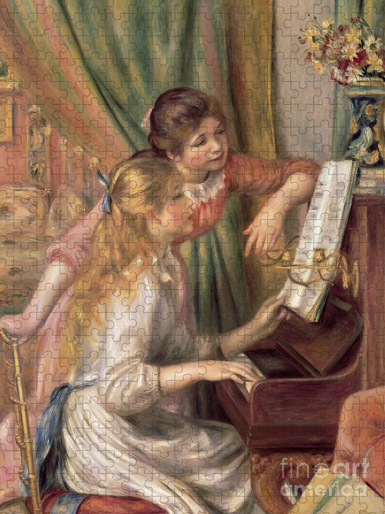 Young Jigsaw Puzzle featuring the painting Young Girls at the Piano by Pierre Auguste Renoir