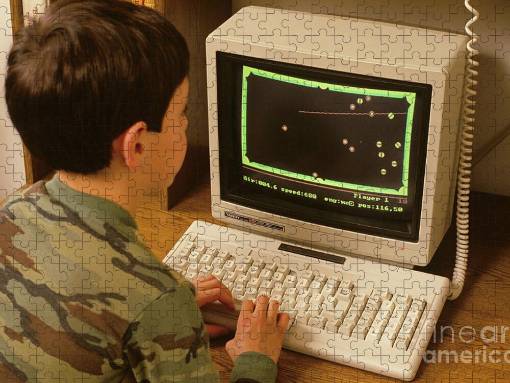 Boy Jigsaw Puzzle featuring the photograph Young Kid on Computer by Jim Corwin