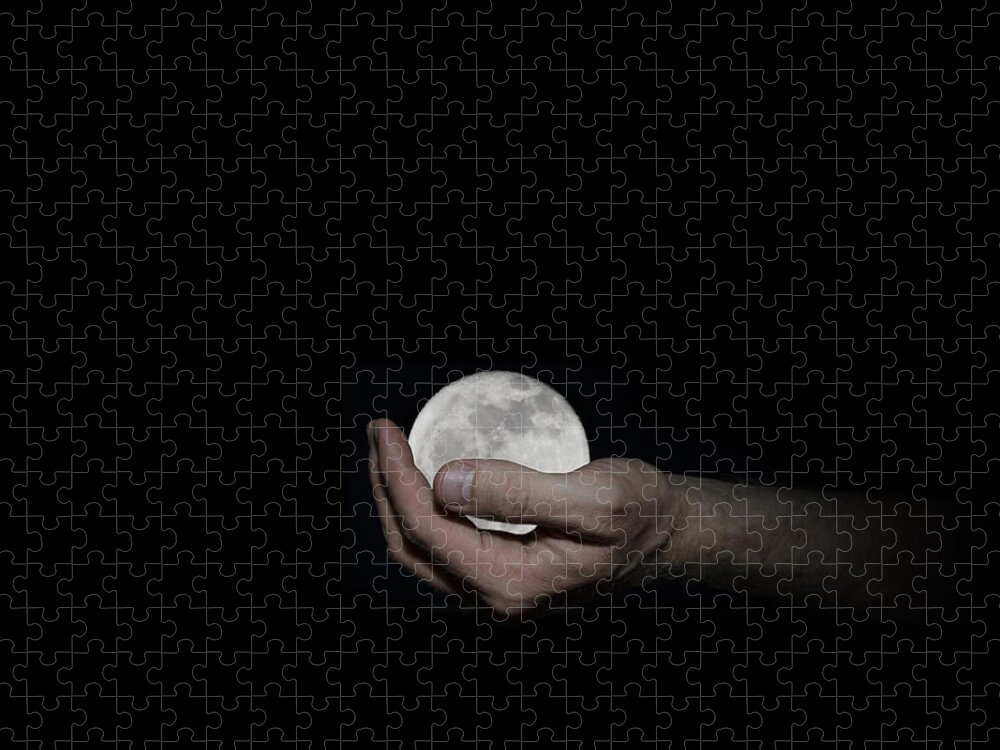 Whole Jigsaw Puzzle featuring the digital art You've Got the Whole Moon in Your Hand by Pelo Blanco Photo