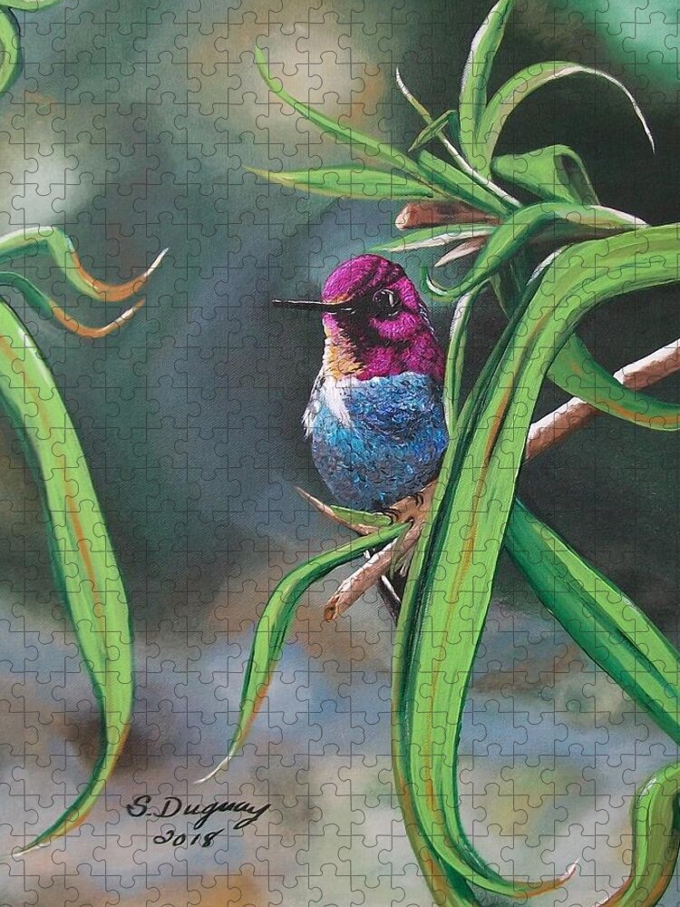Humming Bird Jigsaw Puzzle featuring the painting Yuma Hummer by Sharon Duguay
