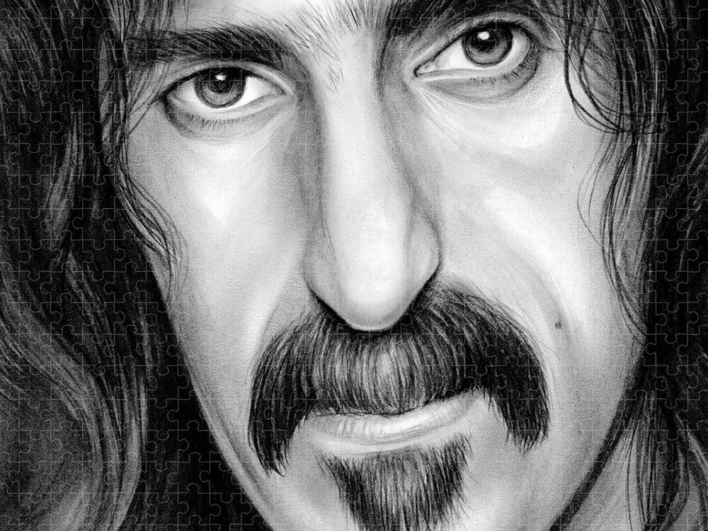 Frank Zappa Jigsaw Puzzle featuring the drawing Zappa by Greg Joens