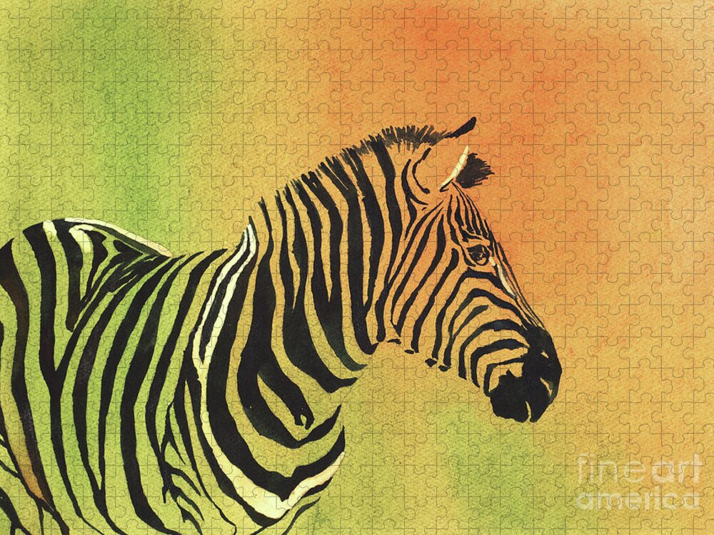 Color Jigsaw Puzzle featuring the painting Zebra IV by Ryan Fox