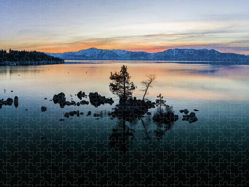 Zephyr Cove Jigsaw Puzzle featuring the photograph Zephyr Cove Tree Island by Brad Scott by Brad Scott