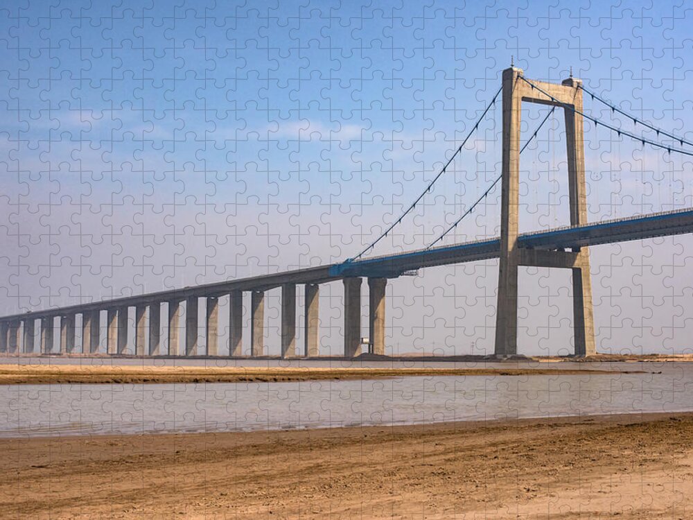 Zhengzhou Jigsaw Puzzle featuring the photograph Zhengzhou Taohuayu Huanghe Bridge by Matt Malloy