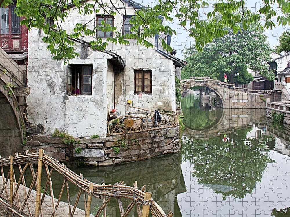 China Jigsaw Puzzle featuring the photograph Zhouzhuang - A Watertown by Marla Craven