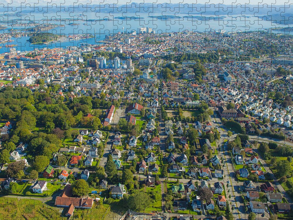 Suburb Jigsaw Puzzle featuring the photograph Aerial Photo Of Stavanger #1 by Sindre Ellingsen